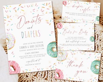 Donut Baby Shower Invitation, Sprinkle Coed Shower (Editable Template)