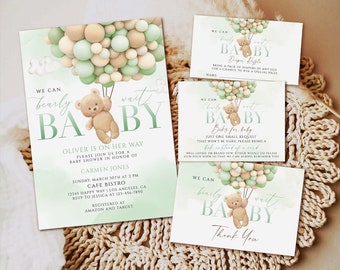 Editable Bear Baby Shower Invitation Template (Digital Download)