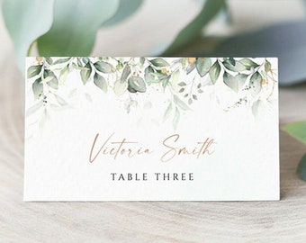 Greenery Wedding Place Card Template (Digital Download)