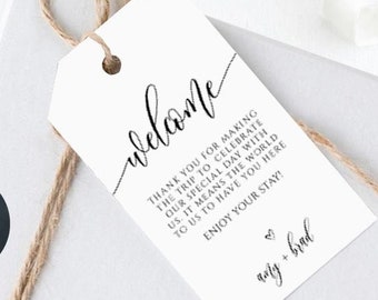 Hochzeit Willkommen Tag Vorlage, Printable Favor Tag (bearbeitbar)