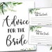 Advice for the Bride to Be Printable Bridal Shower Games | Etsy