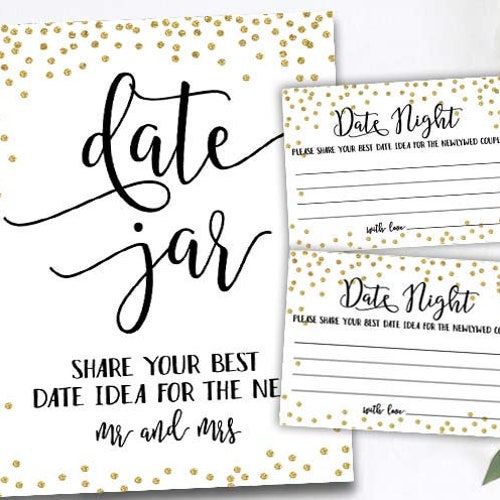 Date Jar Bridal Shower Games Printables Bachelorette Party Etsy