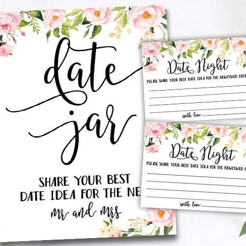 Date Night Bridal Shower Games Printable Date Night Jar Sign - Etsy