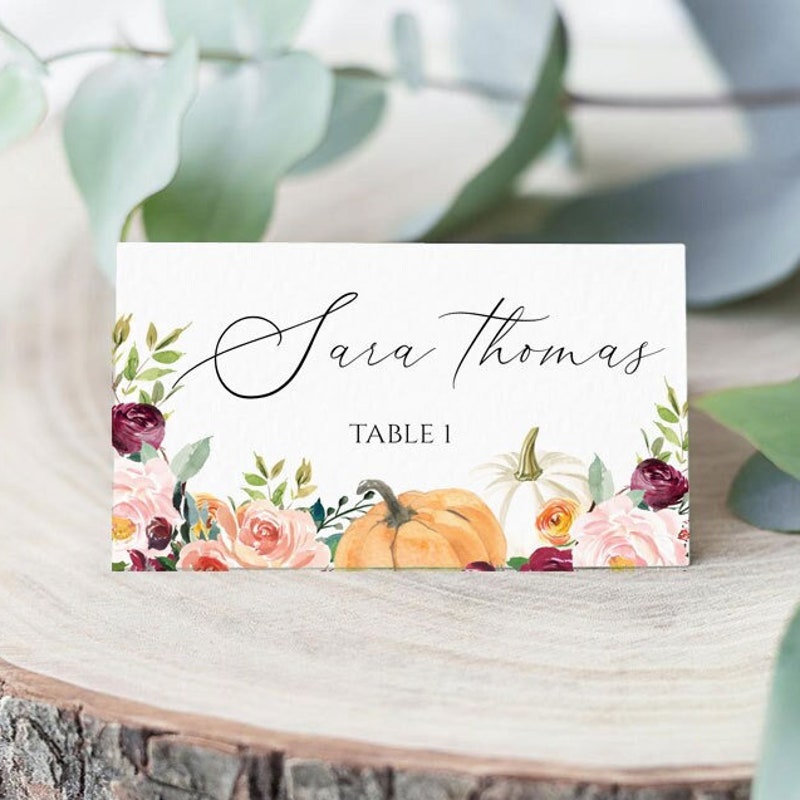 Autumn Name Place Cards Wedding Etsy