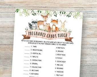 Pregnancy Candy Match Game Greenery Baby Shower Games | Etsy