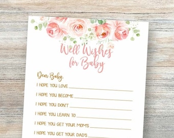 Tarjeta de felicitación floral para bebé, juego para baby shower (descarga digital)