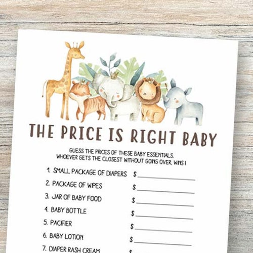 Jungle Baby Shower Games Printable Safari Baby Shower Games Etsy