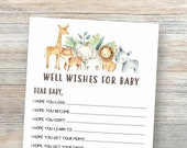 Jungle Wishes for Baby Cards Safari Wishes for Baby Printable - Etsy