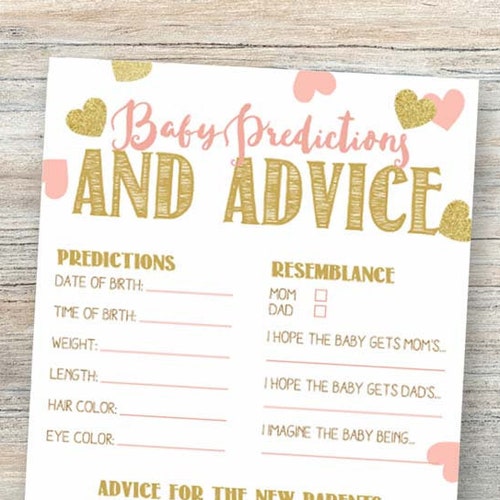 Baby Predictions and Advice Printable Baby Shower Games | Etsy