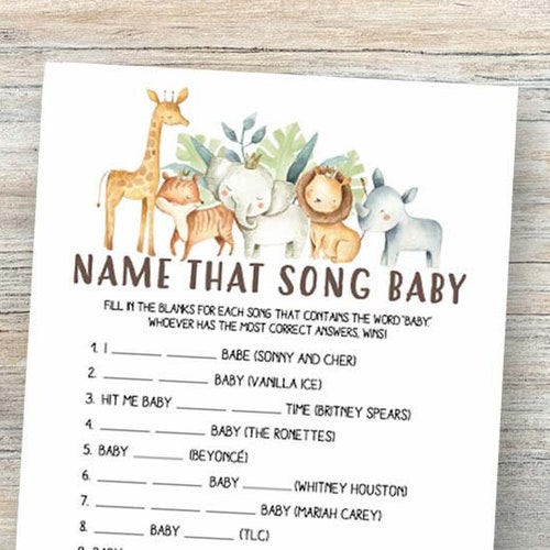 Name That Baby Tune Name the Baby Song Safari Baby Shower - Etsy