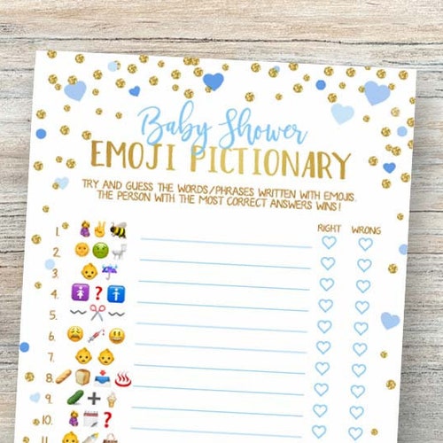 Emoji Game Baby Shower Games Printable Boy Baby Shower Blue - Etsy