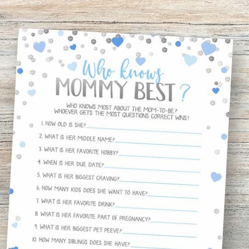 Who Knows Mommy Best Baby Shower Games Printable How Well Do Etsy