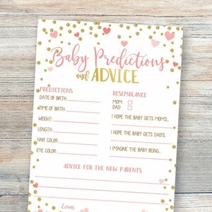 Floral Baby Prediction Cards Baby Predictions Template Girl Etsy