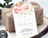Floral Baby Shower Favor Tags, Editable Template (Digital Download)