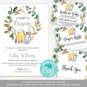 Baby Shower Invitation, A Baby Is Brewing Baby Shower Invitation, Couples Shower,Co-ed Baby Shower Invites, Beer Baby Bottle Template,byh472