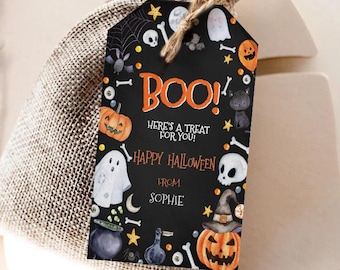 Editable Halloween Favor Tag, Spooky Gift Tag (Digital Download)
