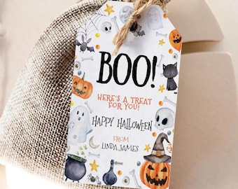Editable Halloween Favor Tags, Printable Treat Bag Tag (2x3.5 inch)