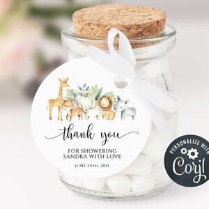 Safari Baby Shower Favor Tags, Printable, Baby Shower Thank You Tags, Jungle Favor Tag, Custom Gift Tags, Baby Shower Tags, Favor Tag yv194