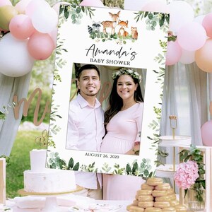 Woodland Baby Shower Photo Booth Frame, Baby Shower Photo Frame, Baby Shower Picture Frame, Photo Booth Prop, Selfie Frame, Boy Girl yv181