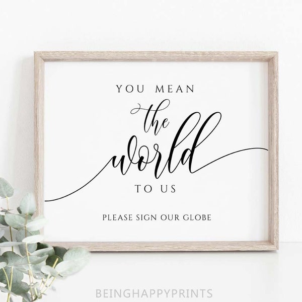 Wedding Globe Guestbook Sign, Wedding Globe Sign, You Mean The World To Us Sign, Globe Guest Book Sign, Please Sign Our Globe, yv318