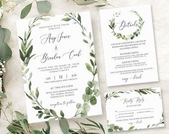 Printable Wedding Invitation Set Template Download, Wedding Invitations, Wedding Template, Wedding Program, Wedding Invites, Details, yv413