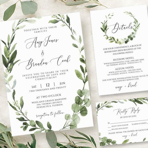 Printable Wedding Invitation Set Template Download Wedding | Etsy