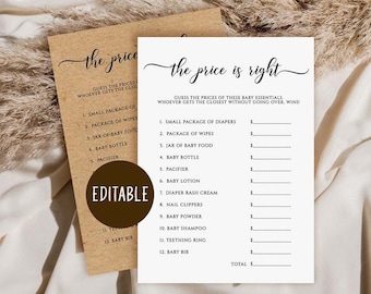 Editable The Price Is Right Baby Shower Game (Digital Download)