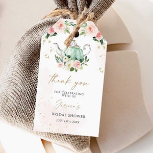 Tea Wedding Favor Tag Template, Thank You Tag, Tea Party Bridal Shower Tag, Welcome Bag tag, Instant Download, Editable Template, tea party