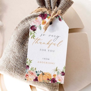 Fall Thankful Gift Tag, Printable Thankful Tag, Thanksgiving tag, Friendsgiving Tag, Digital Thanksgiving Favor Tags, Place Card, Gift Tag f