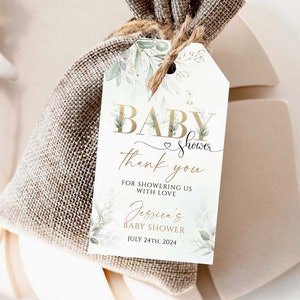 Greenery baby shower Thank You Tags Printable, Gift Tags Greenery Wedding Favor Tags, green leaves baby shower favor tag, Thank you tag