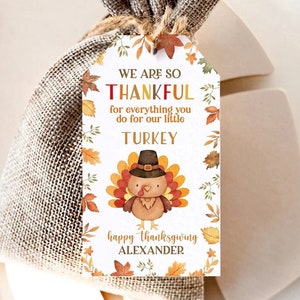 Étiquette à imprimer d'appréciation des enseignants Petite dinde pour Thanksgiving Étiquette-cadeau d'enseignants de dinde automne automne Étiquette de téléchargement imprimable modifiable