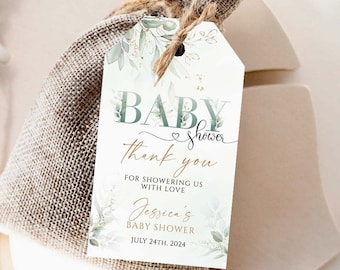 Greenery Baby Shower Favor Tags, Eucalyptus Thank You Tag (Printable)
