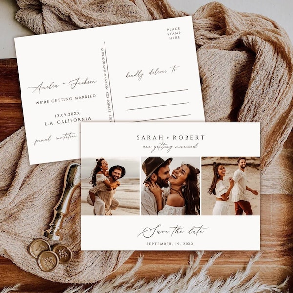 Szablon Save the Date ze zdjęciem, karty Save the Date ze zdjęciami, szablon Save the Date, boho save the date, nowoczesne pobieranie Save the Date