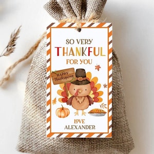 Cadeaukaartjes voor Thanksgiving Turkije So Very Thank for You Cadeaukaartjes Thanksgiving-cadeautags Schoolleraar Collega Bewerkbare Afdrukbare Download