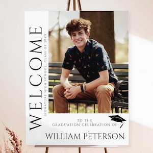 Graduation Welcome Sign, Graduation Party Welcome Sign, Graduation Yard Sign, Grad Party Decor, Editable Photo Graduation Poster Download g9