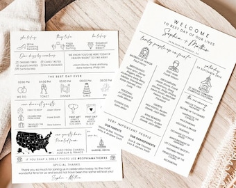 Infographic Wedding Program Template, Timeline, Unique, Modern (Editable)