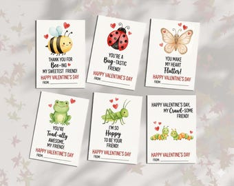Love Bug Valentine Cards for Kids Classroom, Printable Insect Valentines card, Cute Bug Puns, Bug Valentines day card Instant Download, vl2