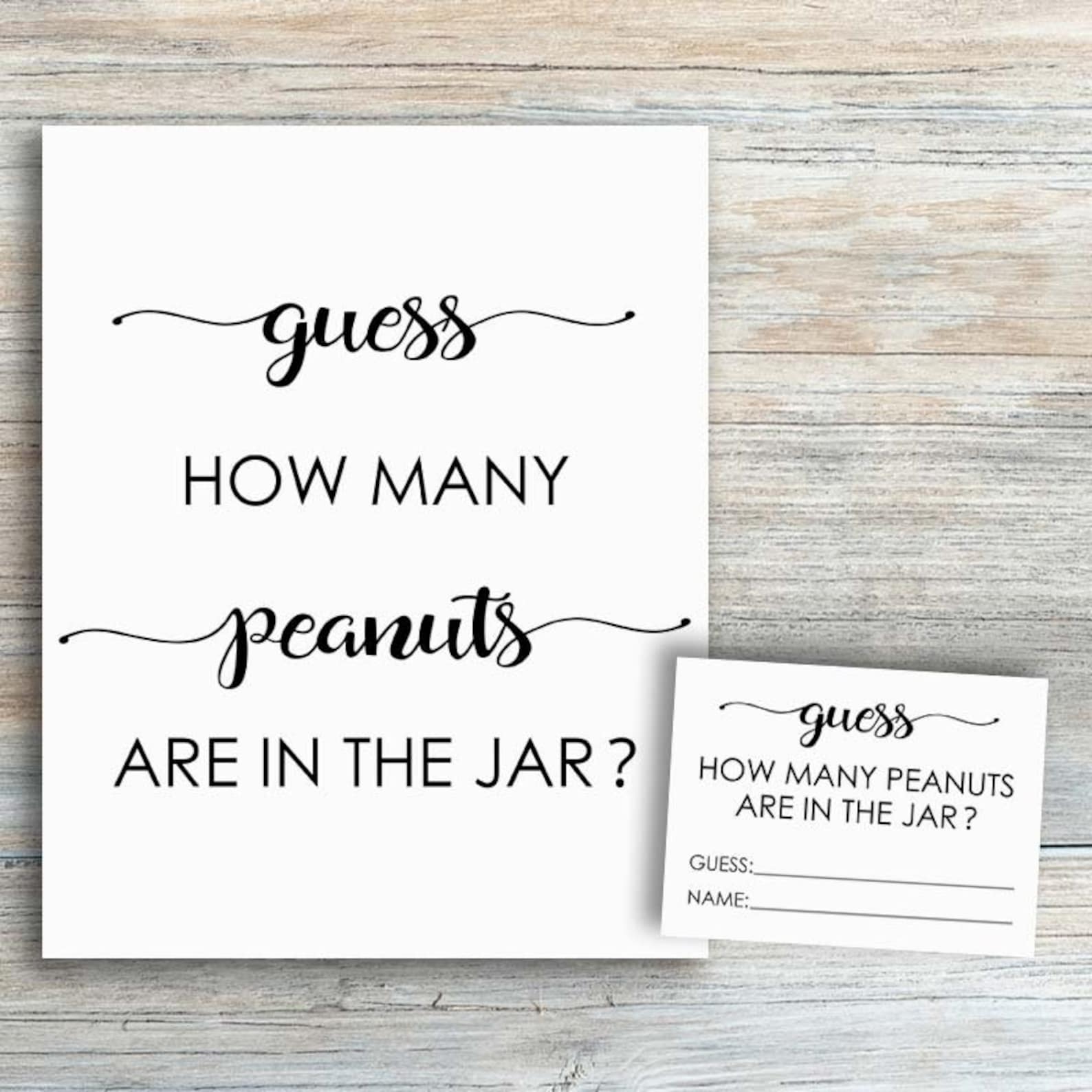 Guess How Many Peanuts Are In The Jar Rustic Baby Shower Games Etsy