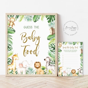Erraten Sie die Babynahrung Spiel Dschungel-Babyparty-Spiele druckbare Safari Babynahrung Ratespiel-Namen, dass Babynahrungsspiel Lebensmittelverkostungsspiel uj66