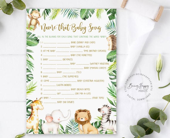 Safari Animals Baby Shower Games, Printable Games, Baby Games Pack