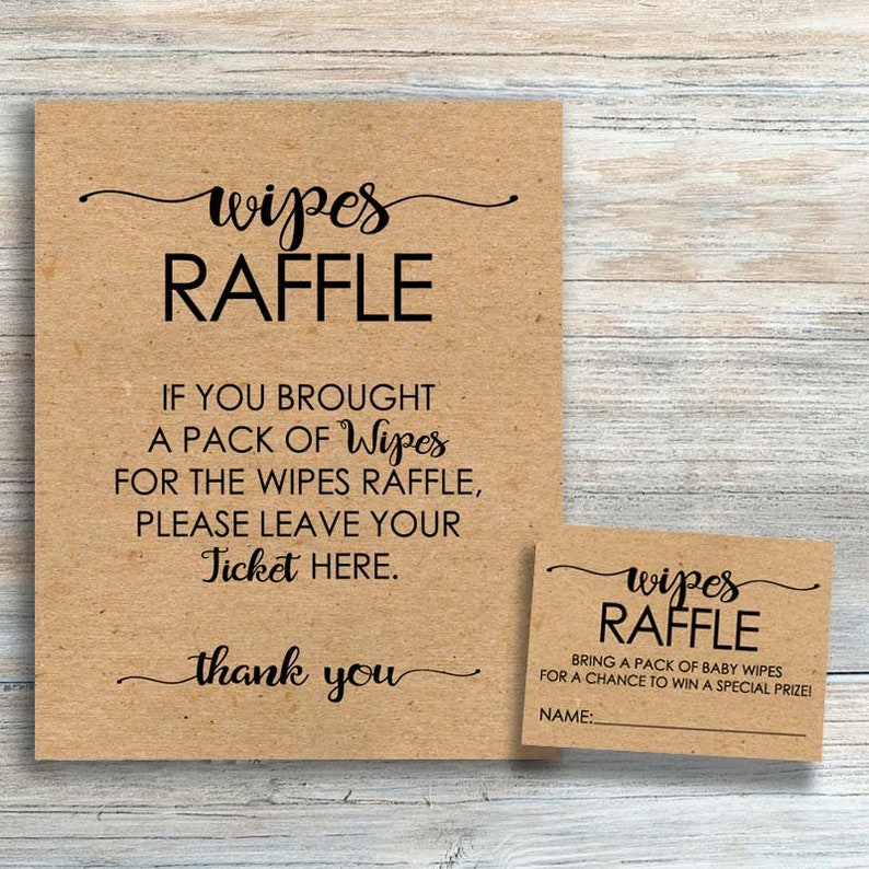 wipes raffle ticket printable gender neutral diaper raffle etsy