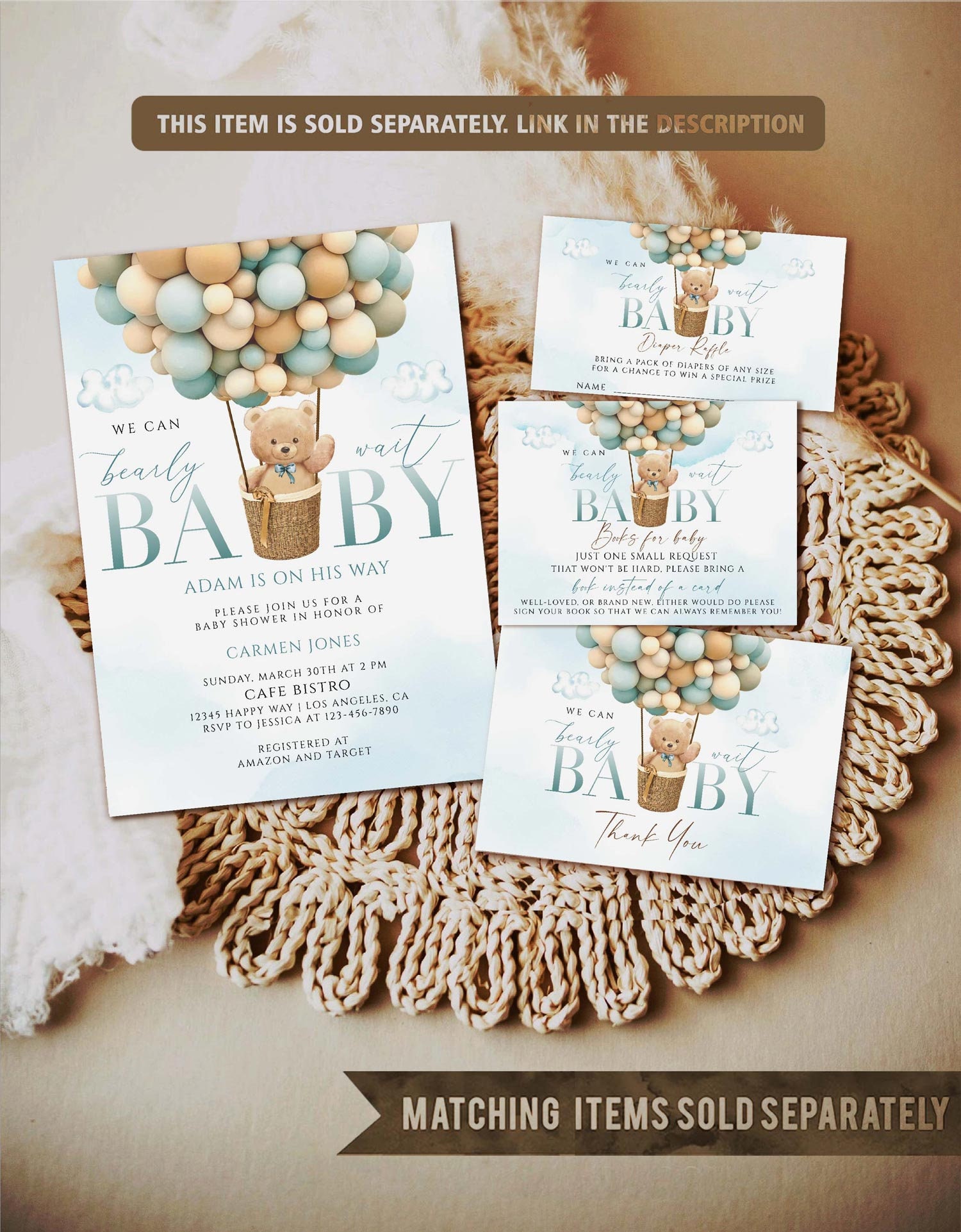 Teddy Bear Baby Shower Games Bundle, Blue Balloons (instant Download ...