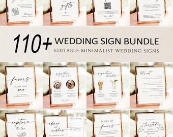 Minimalist Wedding Sign Bundle, Editable Templates (Instant Download)