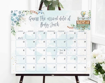Calendrier de la baby shower, Adventure Awaits (modèle modifiable)