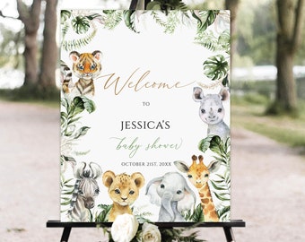 Editable Safari Baby Shower Welcome Sign Template (Digital Download)