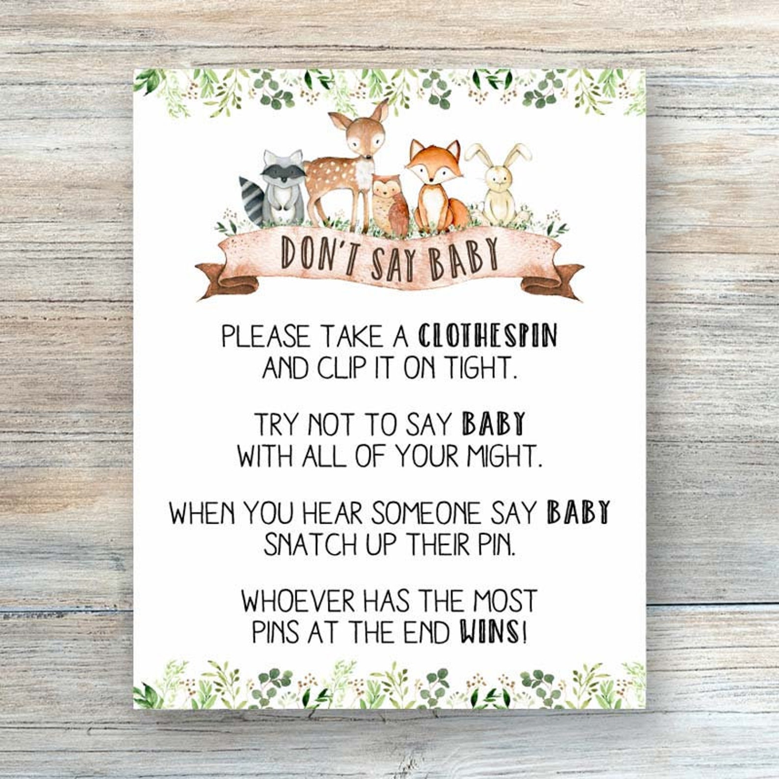 Rustic Don't Say Baby Don't Say Baby Sign Printable  Etsy