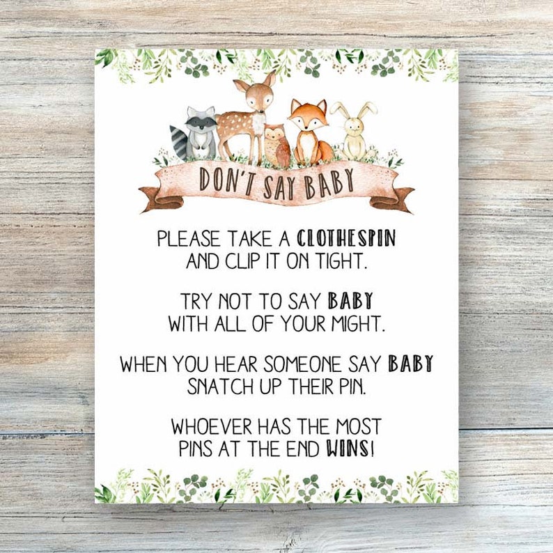 Rustic Don't Say Baby Don't Say Baby Sign Printable Etsy