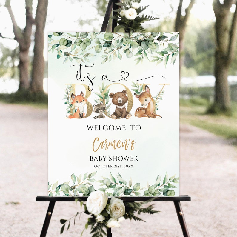 Woodland Baby Shower Sign Sign Baby Shower Etsy