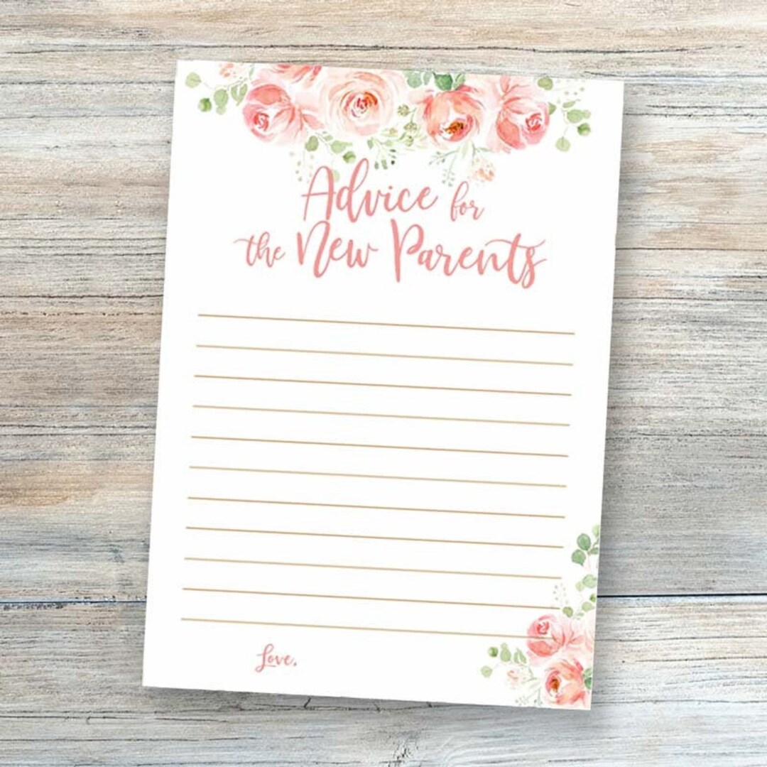 Advice Cards for New Parents Floral Wishes for Baby Baby Advice Advice ...