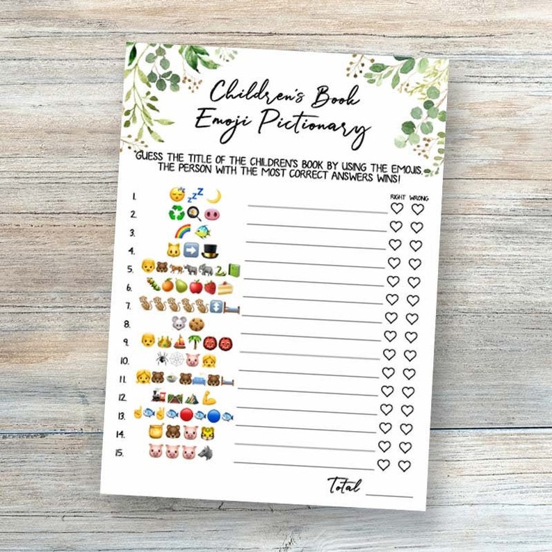 Children's Book Emoji Pictionary Baby Shower Emoji | Etsy